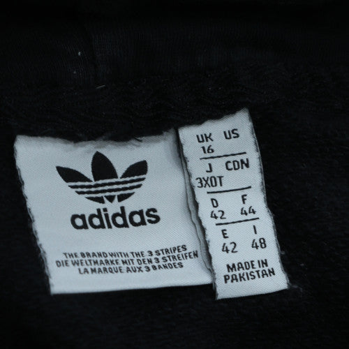 Adidas Womens Black Pullover Hoodie Size 16 Logo Graphic Hooded Sweatshirt