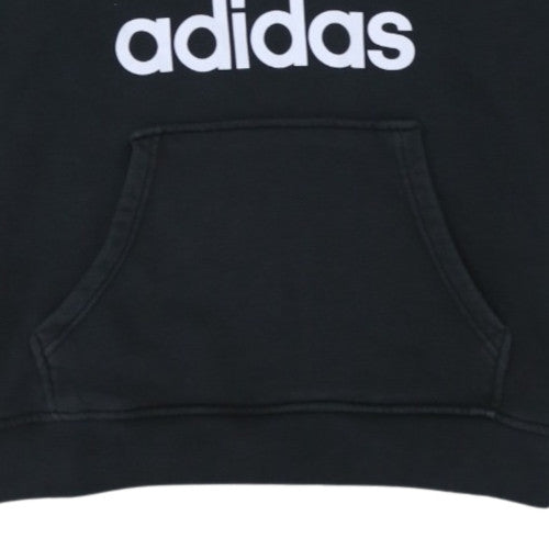 Adidas Womens Black Pullover Hoodie Size 16 Logo Graphic Hooded Sweatshirt