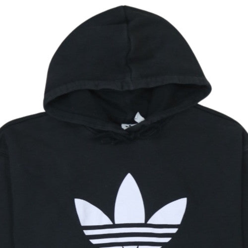 Adidas Womens Black Pullover Hoodie Size 16 Logo Graphic Hooded Sweatshirt