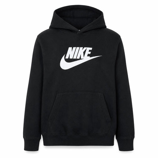 Nike Women's Black Pullover Hoodie L Logo Print Cotton Blend