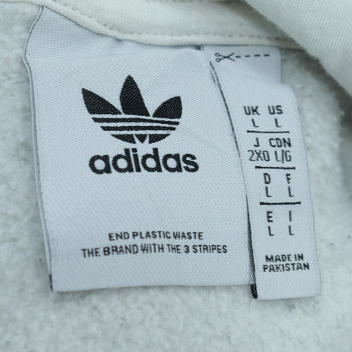 Adidas Women’s White Pullover Hoodie L Sports Club Graphic Cotton Blend