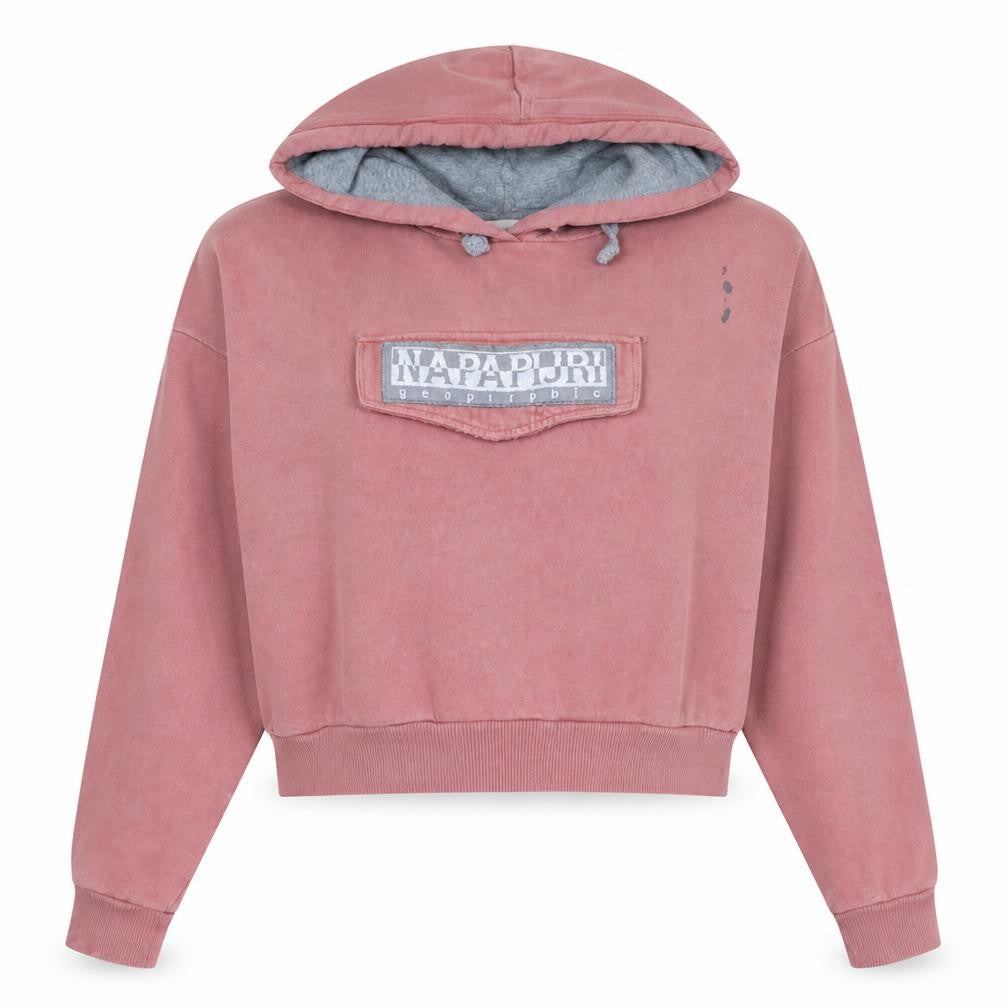 Napapijri Womens Pink Hoodie M Hooded Pullover Logo Sweatshirt