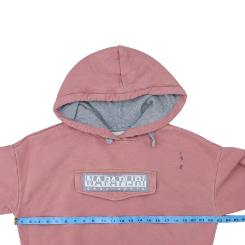 Napapijri Womens Pink Hoodie M Hooded Pullover Logo Sweatshirt