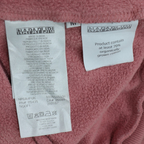 Napapijri Womens Pink Hoodie M Hooded Pullover Logo Sweatshirt