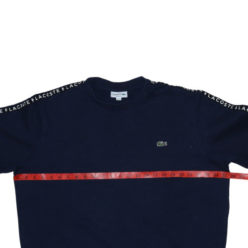 Lacoste Men's Blue Logo Tape Crew Neck Sweatshirt Size L