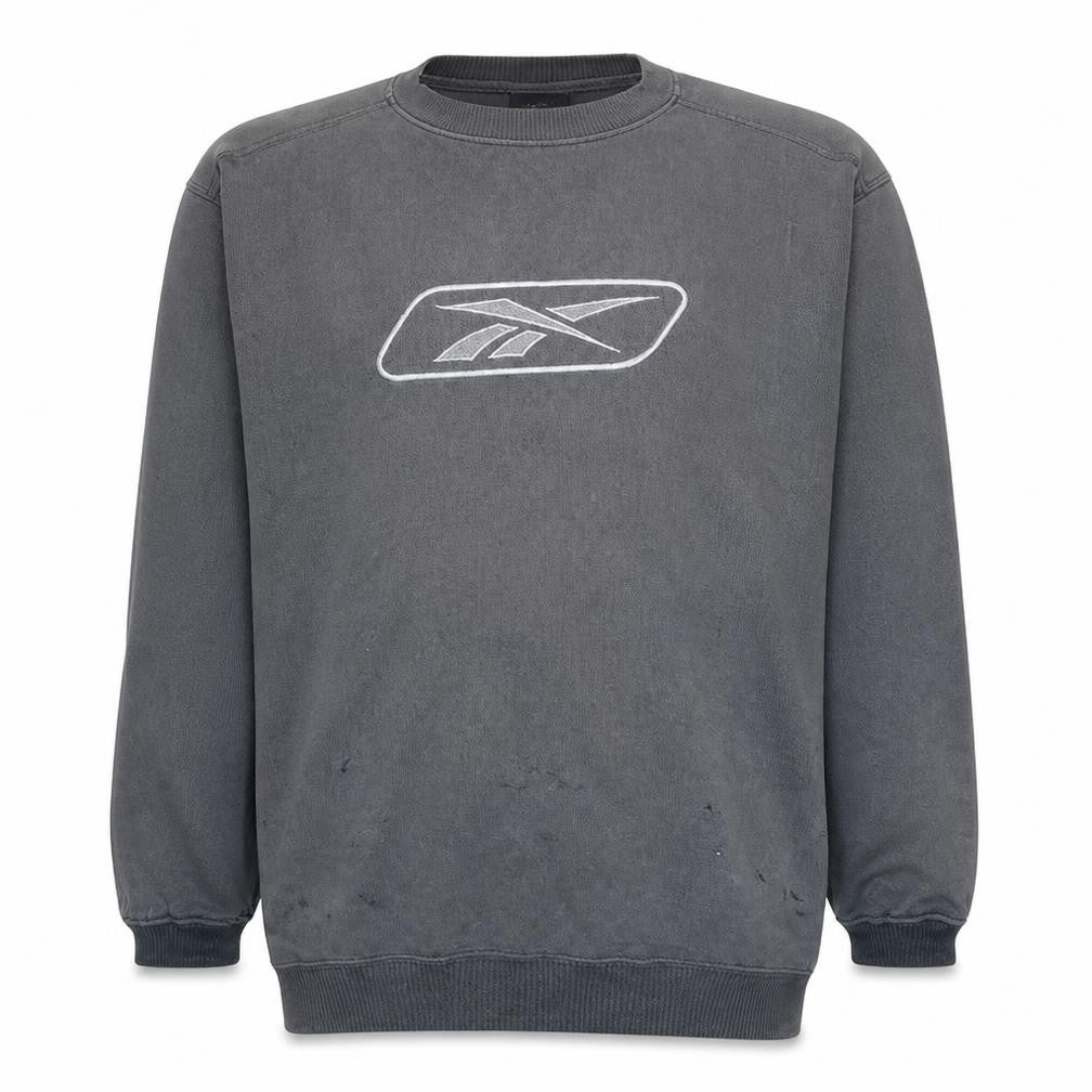 Reebok Men’s Grey Crew Neck Sweatshirt XL Cotton Logo Pullover