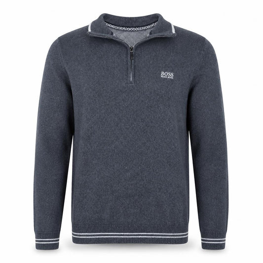 Hugo Boss Men's Grey Cotton 1/2 Zip Jumper Size S