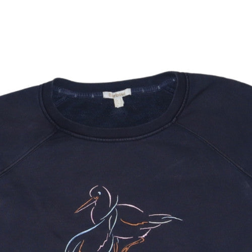 Barbour Womens Navy Blue Sweatshirt Size 12 Cotton Bird Print