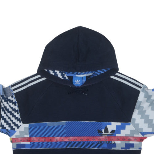 Adidas Men's Blue Geometric Pullover Hoodie Size M