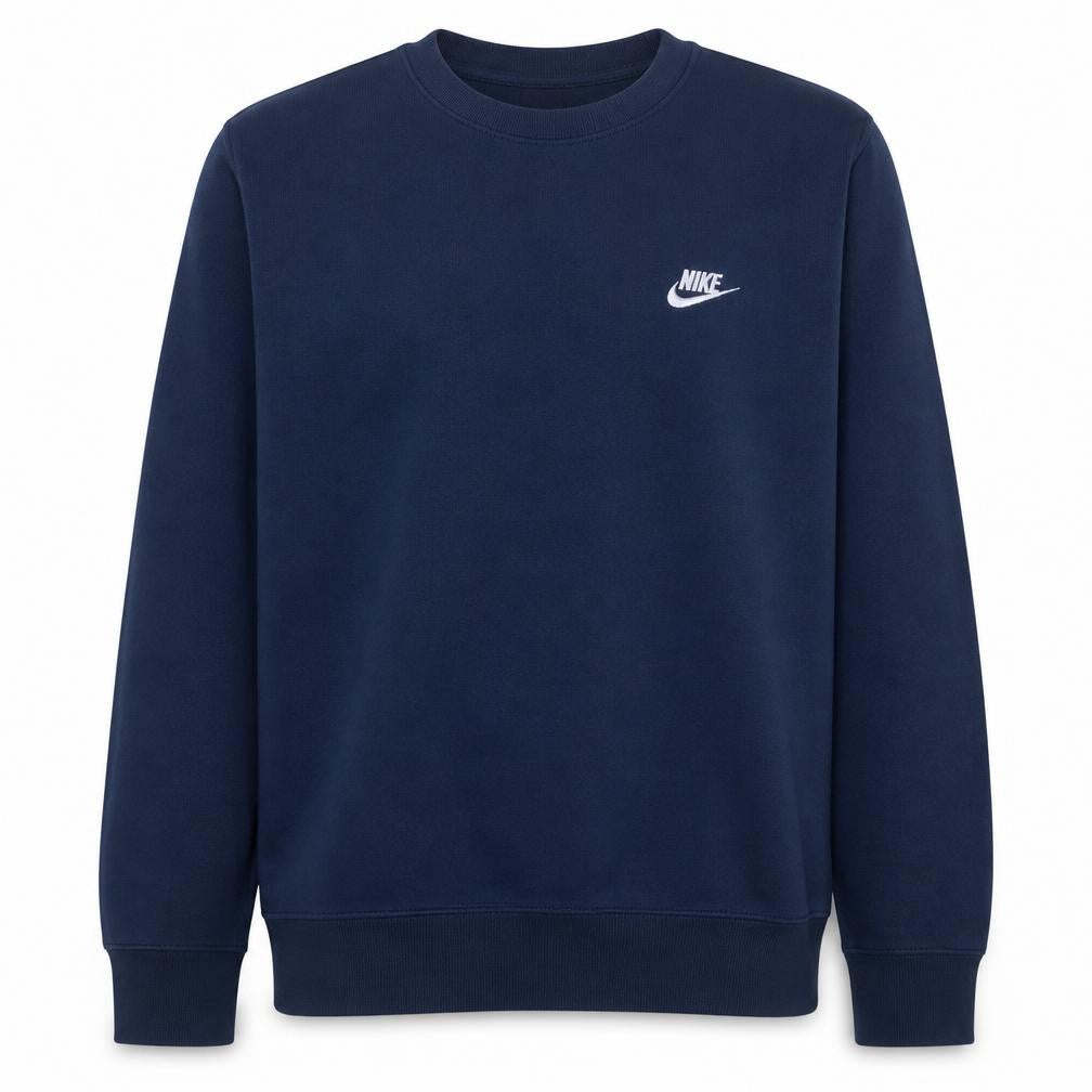 Nike Men's Navy Blue Crew Neck Sweatshirt L Classic Fleece Pullover