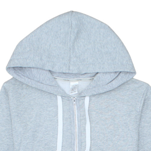Calvin Klein Women's Grey Full Zip Hoodie L Cotton Blend Sleepwear