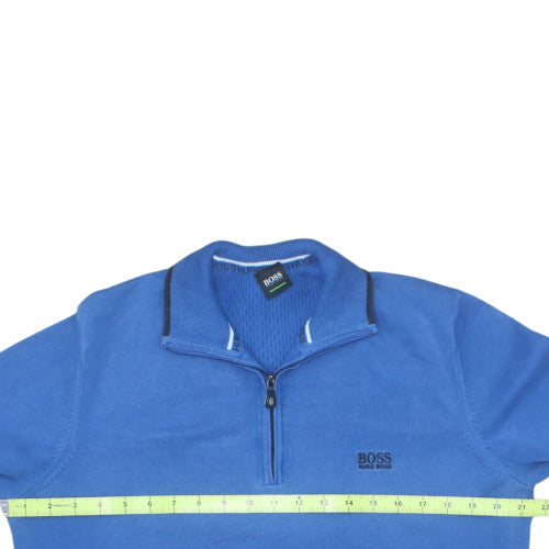Hugo Boss Men's Blue XL 1/2 Zip Cotton Jumper