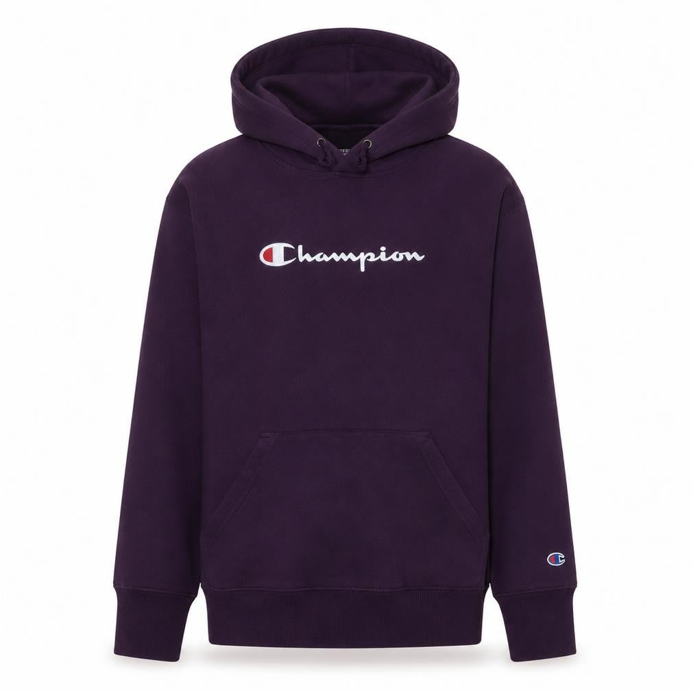 Champion Women's Purple Pullover Hoodie L Logo Print Sweatshirt