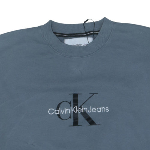Calvin Klein Jeans Blue Men's L Pullover Sweatshirt Logo Cotton