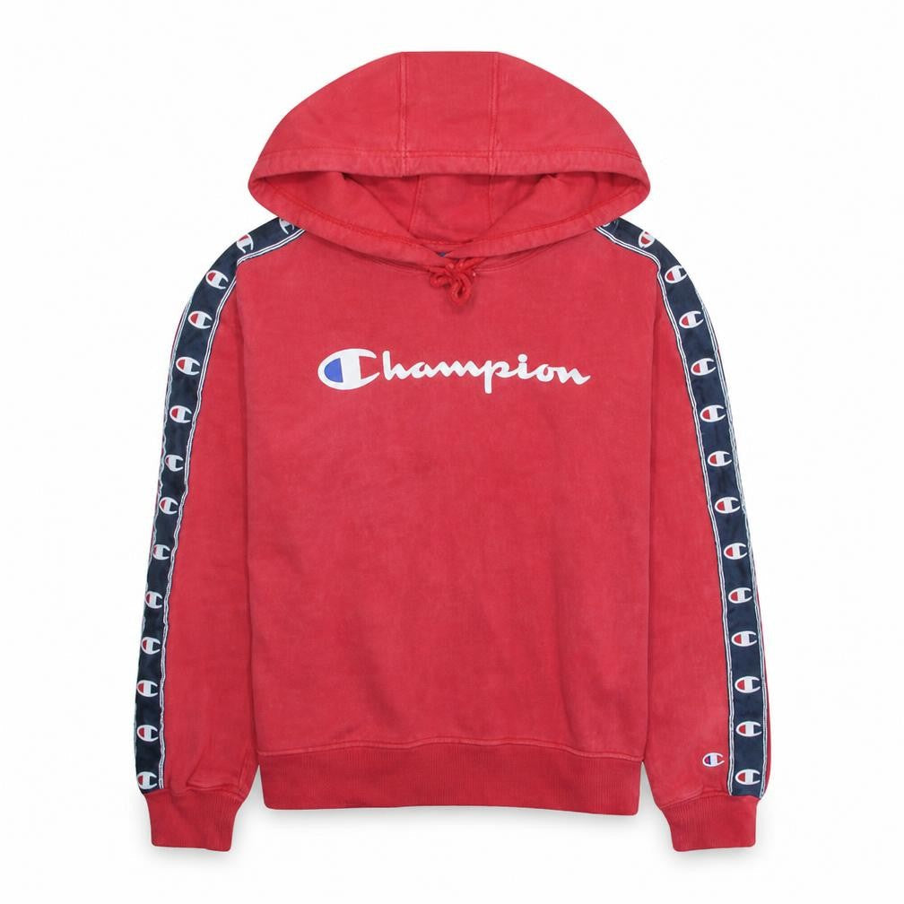 Champion Womens Red Pullover Hoodie Small 100% Cotton Logo Detail