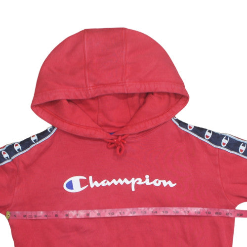 Champion Womens Red Pullover Hoodie Small 100% Cotton Logo Detail