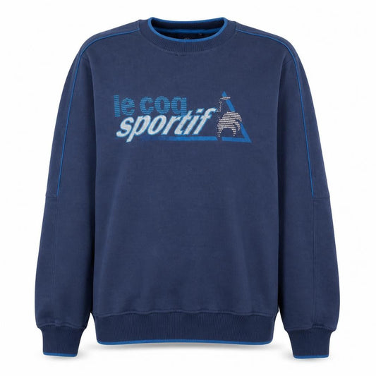 Front view of Le Coq Sportif Men's Blue XL Pullover Sweatshirt Logo Fleece