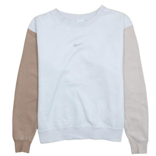 Nike Women’s Beige & White Loose Fit Crew Neck Sweatshirt Size S