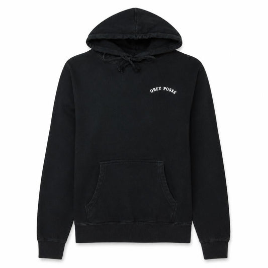 Obey Mens Black Pullover Hoodie L Streetwear Embroidered Logo