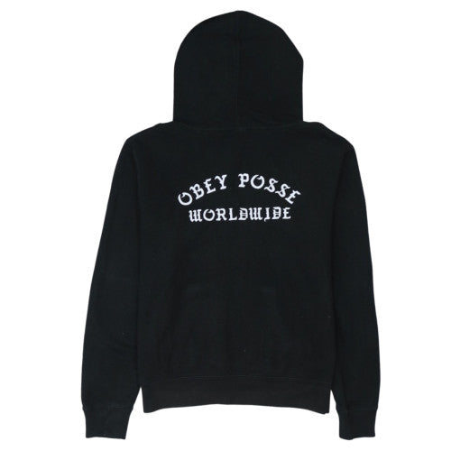Obey Mens Black Pullover Hoodie L Streetwear Embroidered Logo