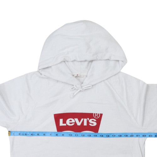 Levi's Womens White Pullover Hoodie Medium Logo Cotton Casual