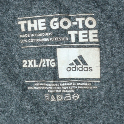 Adidas Men's Dark Grey 2XL Crew Neck Graphic Logo T-Shirt