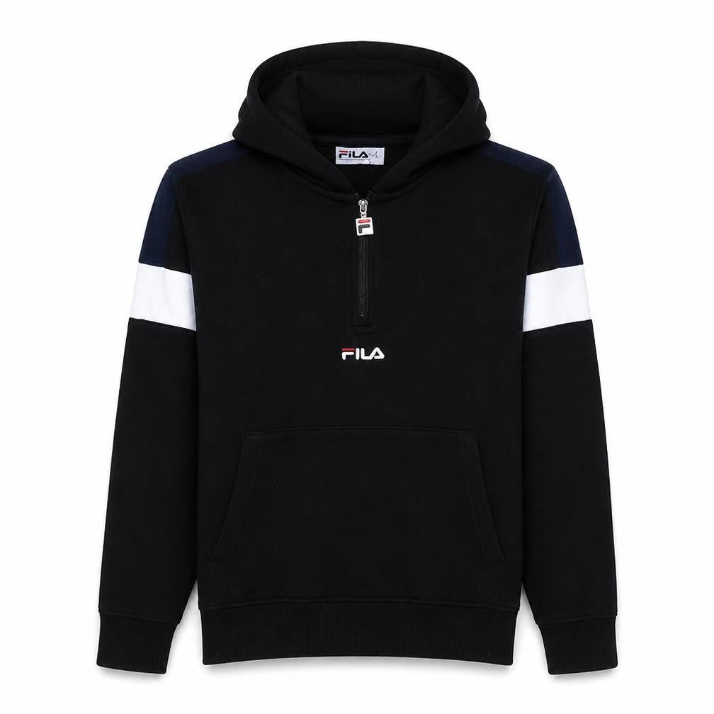 Fila Men's Black M Pullover 1/4 Zip Hoodie Sweatshirt