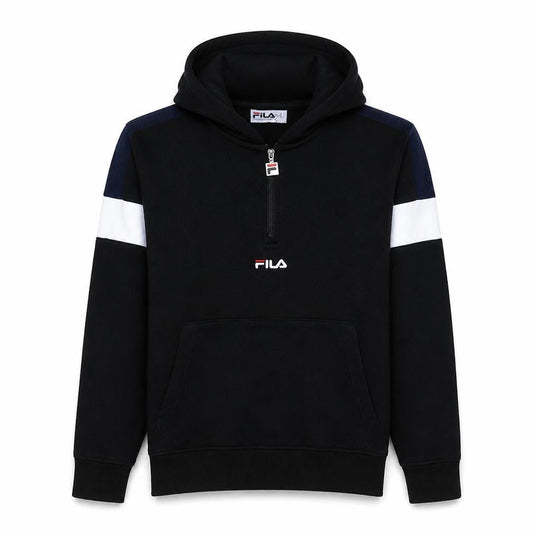 FILA Men's Black M Pullover 1/4 Zip Hoodie Sweatshirt