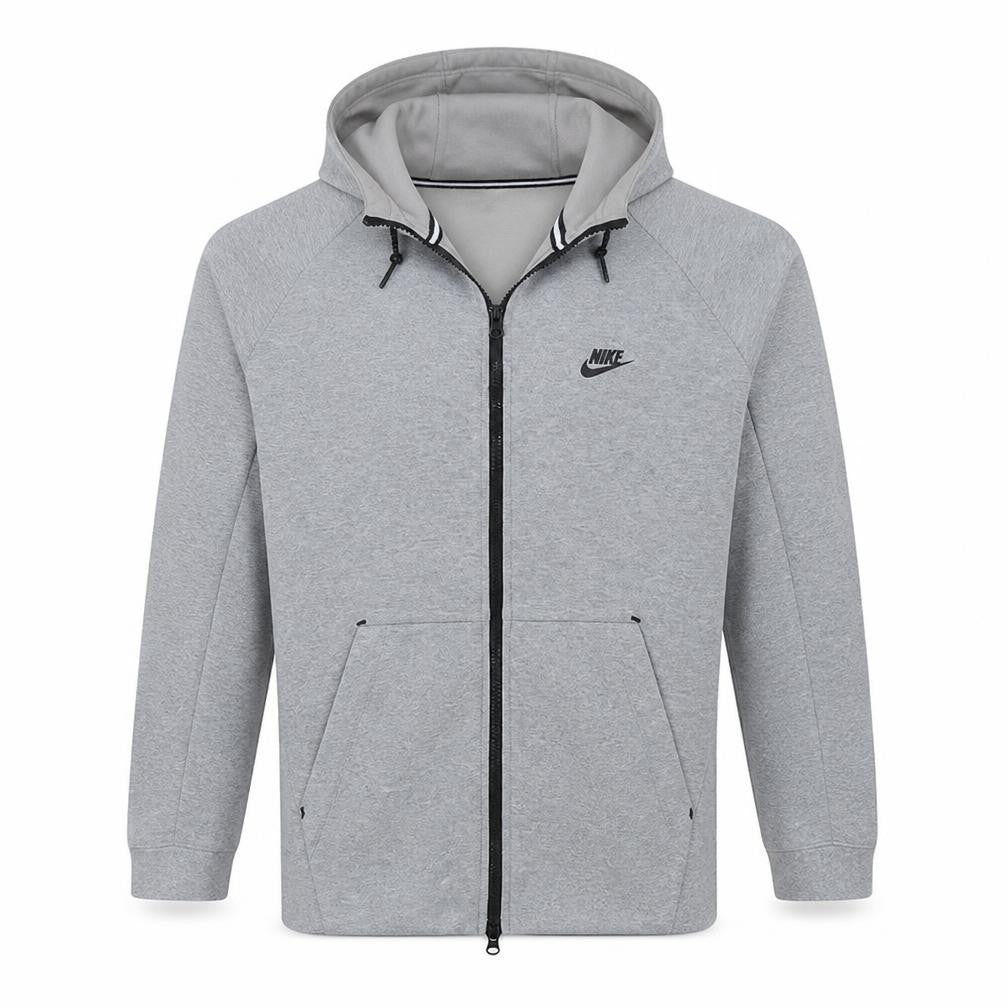 Nike Men's Grey Full Zip Hoodie L Regular Fit Sportswear