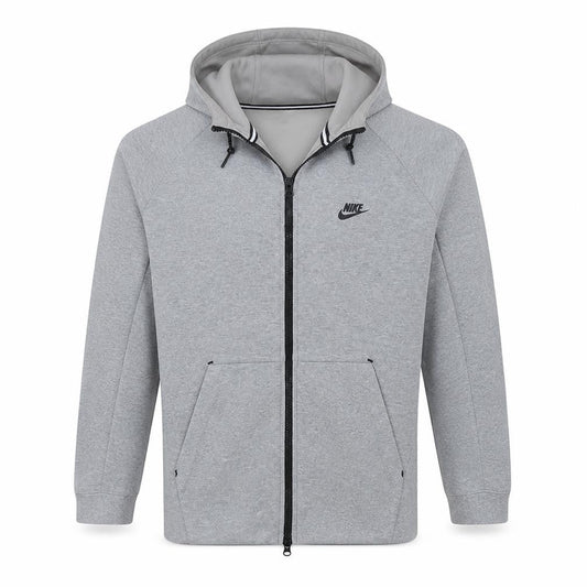 Nike Men's Grey Full Zip Hoodie L Regular Fit Sportswear