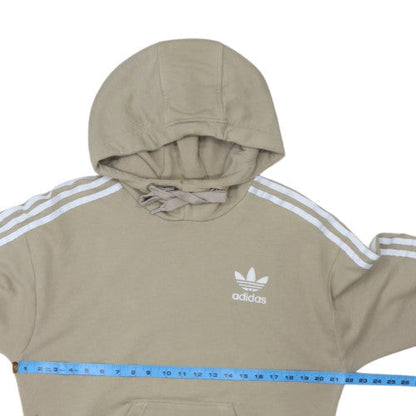 Back view of Adidas women’s beige pullover hoodie, size UK 10, hooded sweatshirt