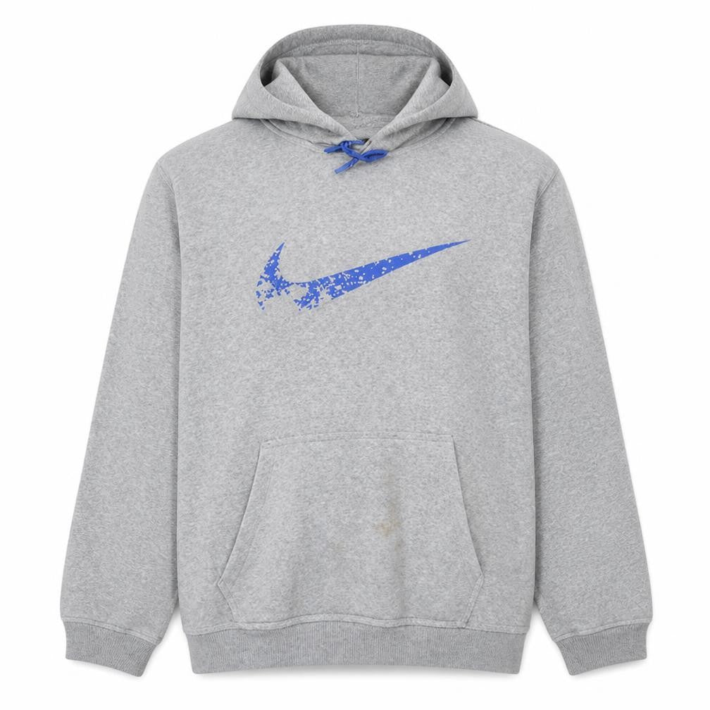 Nike Men's Grey 2XL Pullover Hoodie with Blue Logo