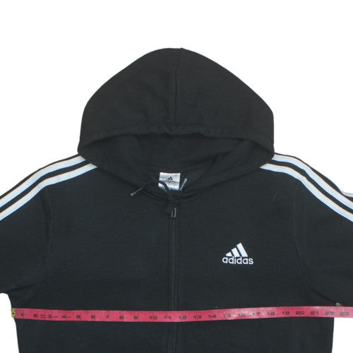 Adidas Men's Black XL Full Zip Hoodie with Logo Stripes