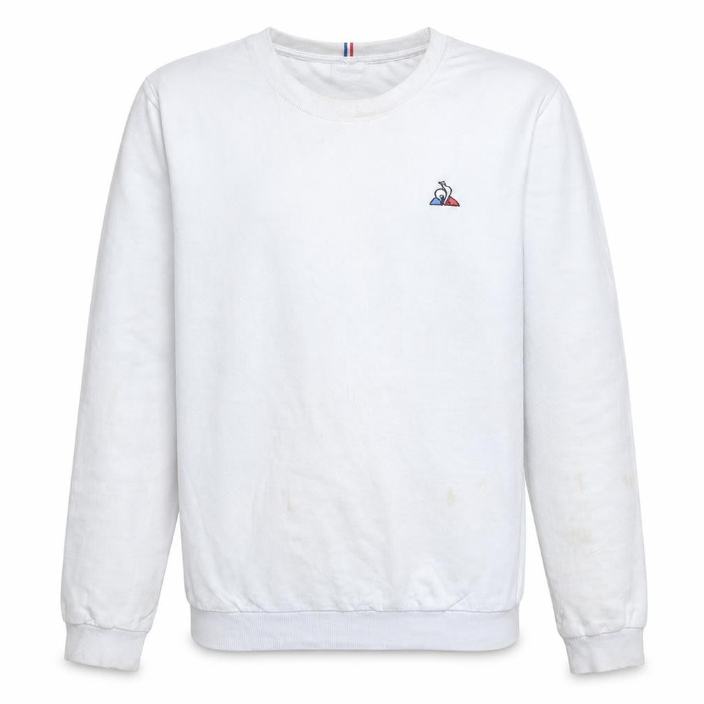 Le Coq Sportif Men's White Crew Neck Sweatshirt L Pullover Logo