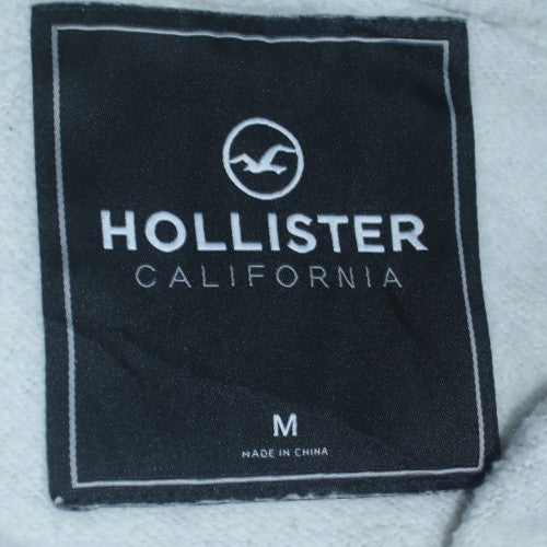 Hollister Men's Blue Grey Full Zip Hoodie L Logo Print