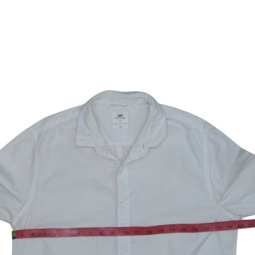 Lee Men's White Slim Fit Long Sleeve Cotton Button-Up Shirt Size M