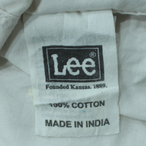 Lee Men's White Slim Fit Long Sleeve Cotton Button-Up Shirt Size M