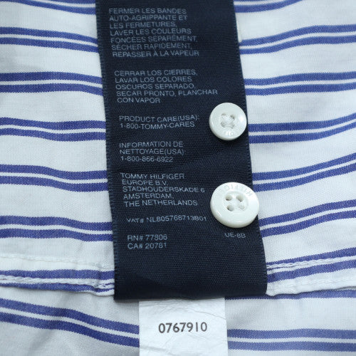 Tommy Hilfiger Men's Blue Slim Fit Striped Button-Up Shirt XL