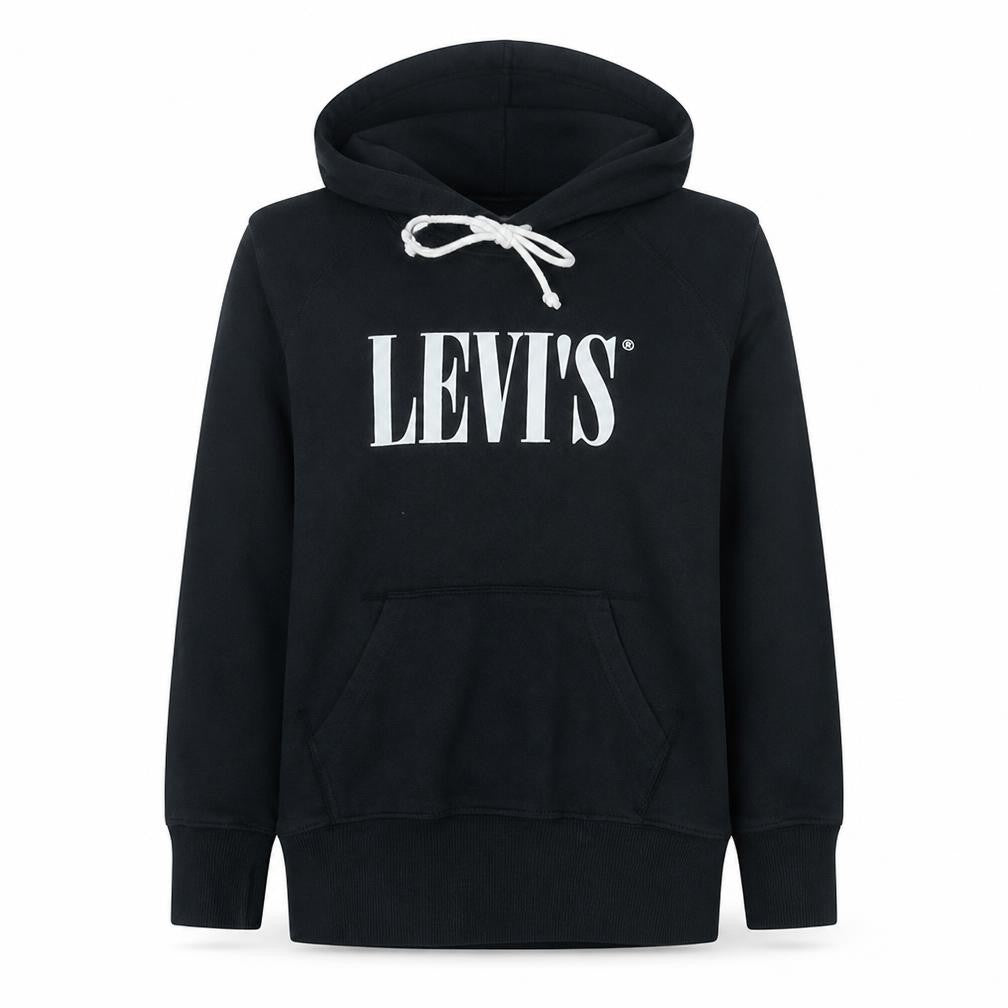 Levi's Womens Black XS Pullover Hoodie with Logo Print