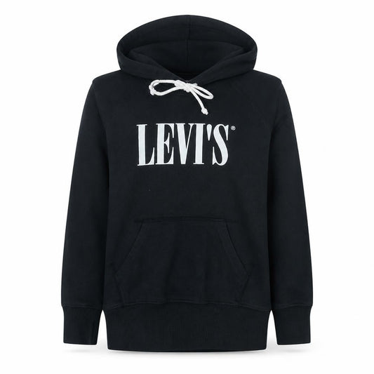 Levi's Womens Black XS Pullover Hoodie with Logo Print