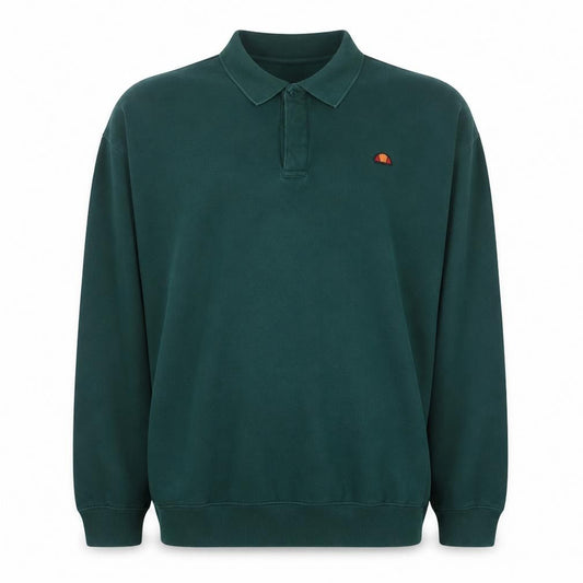 Ellesse Men’s Green Collared Henley Sweatshirt 2XL Regular Fit