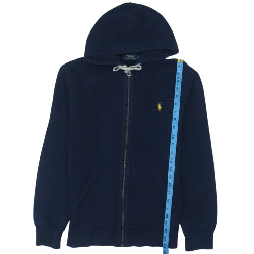 Ralph Lauren Men's Blue Full Zip Hoodie Small Logo Fleece Sweatshirt
