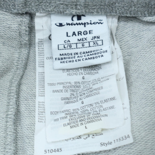 Champion Men's Grey L Sweatpants Jersey Tapered Fit Logo