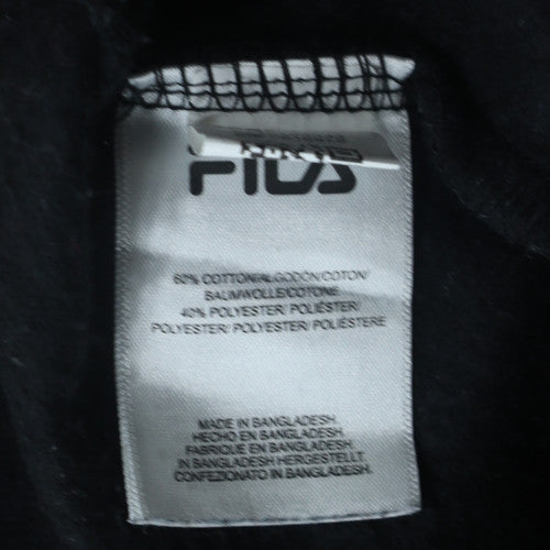 FILA Men's Black Jogger Trousers L Cotton Blend Logo Cuffed