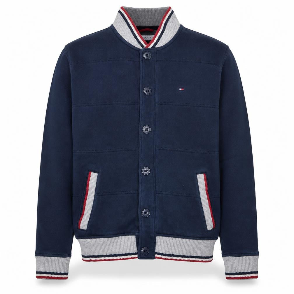 Tommy Hilfiger Men Blue Varsity Jacket Size L Cotton Blend