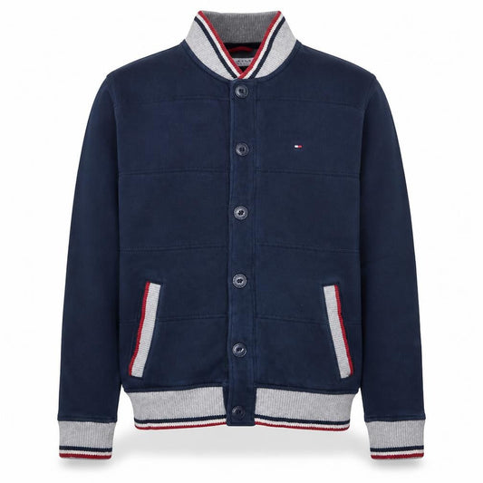 Tommy Hilfiger Men Blue Varsity Jacket Size L Cotton Blend