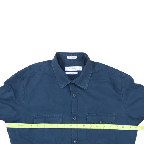 Calvin Klein Men's Blue Slim Fit Long Sleeve Button-Up Shirt Size S