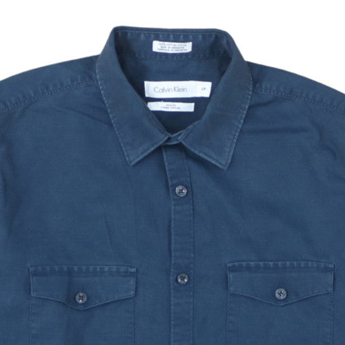 Calvin Klein Men's Blue Slim Fit Long Sleeve Button-Up Shirt Size S