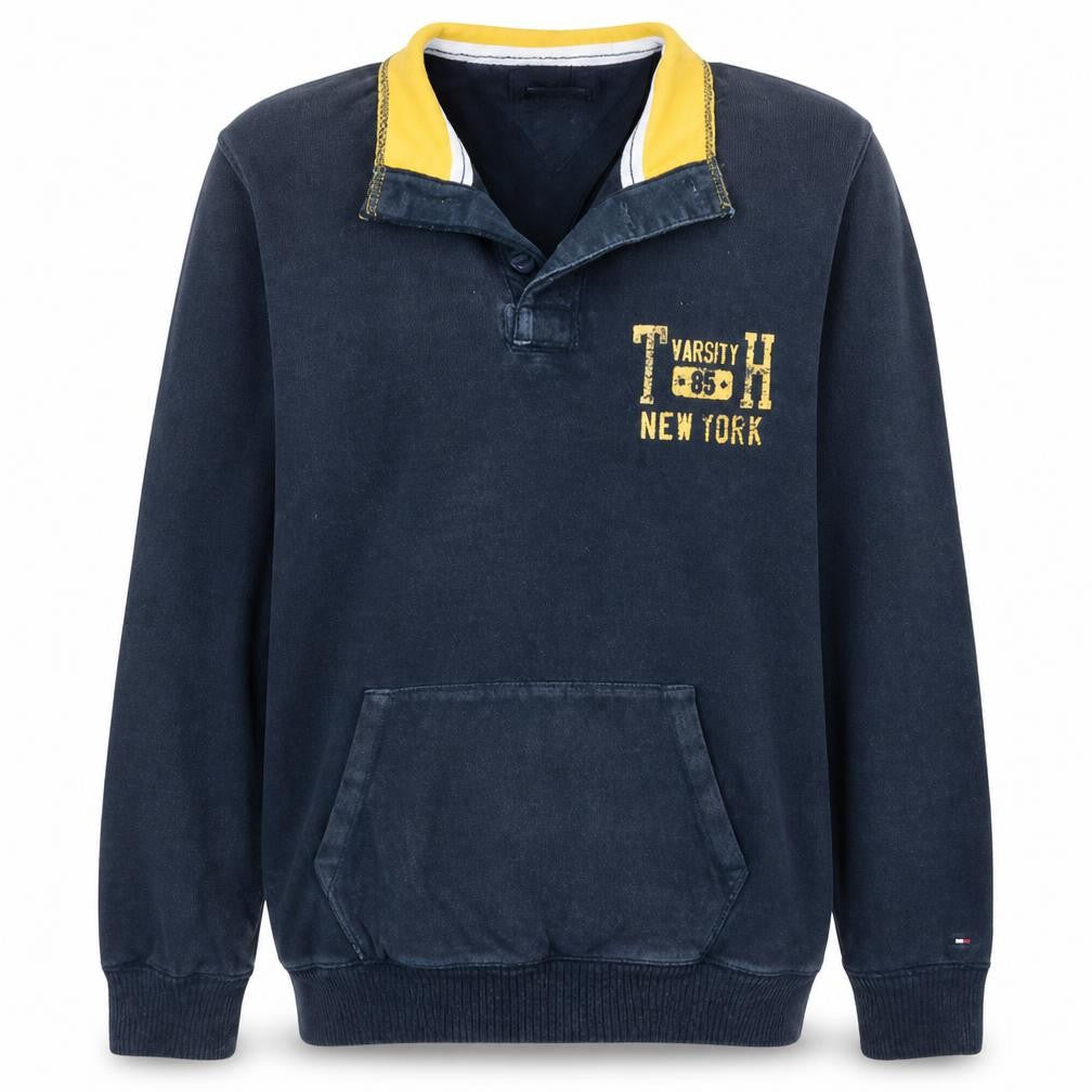Tommy Hilfiger Men’s Blue Henley Sweatshirt M Vintage Fit