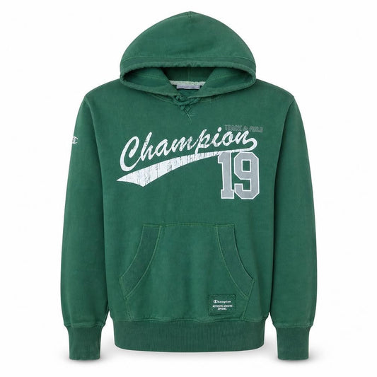 Champion Men's Green Pullover Hoodie M Fleece Graphic Sportswear
